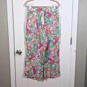 Cynthia Rowley | Multicolor Tropical Leaf Wide Leg Cropped Pants Size Large